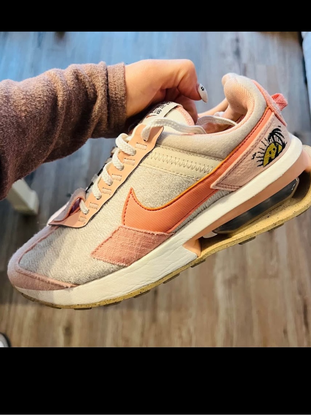 Nike Women’s Peach and Soft Pink Swoosh Sneakers